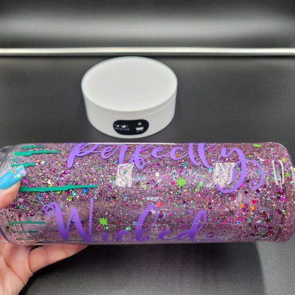 Villain Skinny Tumbler 18 Oz Snowglobe Perfectly Wicked Disney Cup - Picture 5 of 6